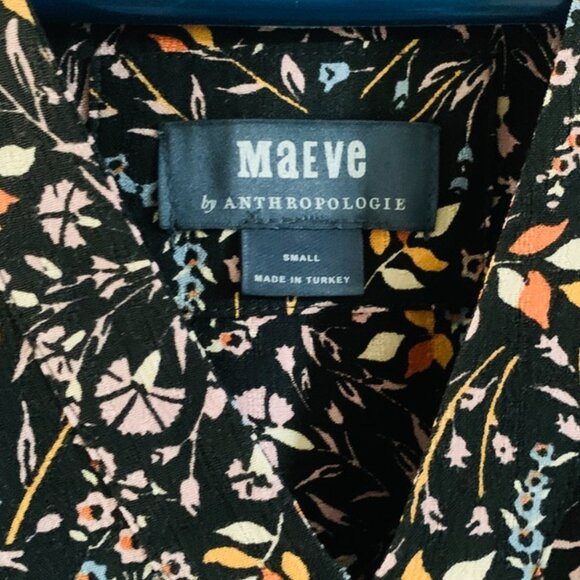 Maeve Anthropologie Amber Tiered Tunic Dress V Neck Button Sleeve | Small - Picture 2 of 9